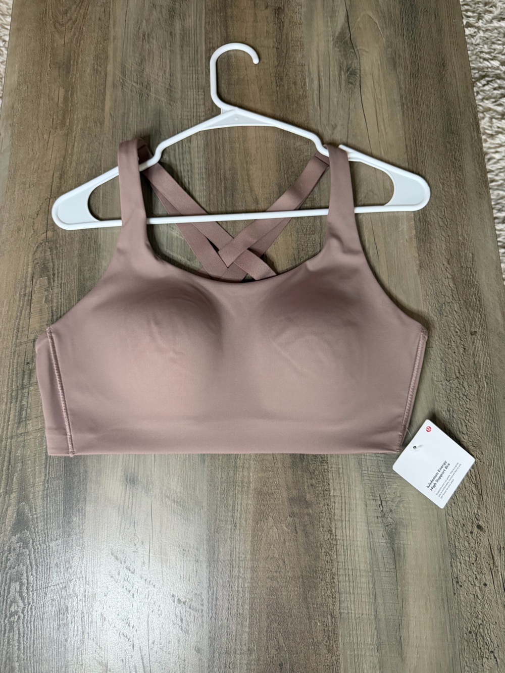 NWT Lululemon Energy High Support Bra Sz 36D *Ashen Rose*